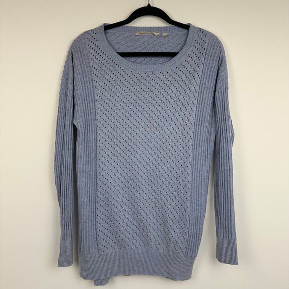 Soft Surroundings Womens Cotton Blend Open Knit Blue Tunic Sweater Size Medium - Picture 1 of 10